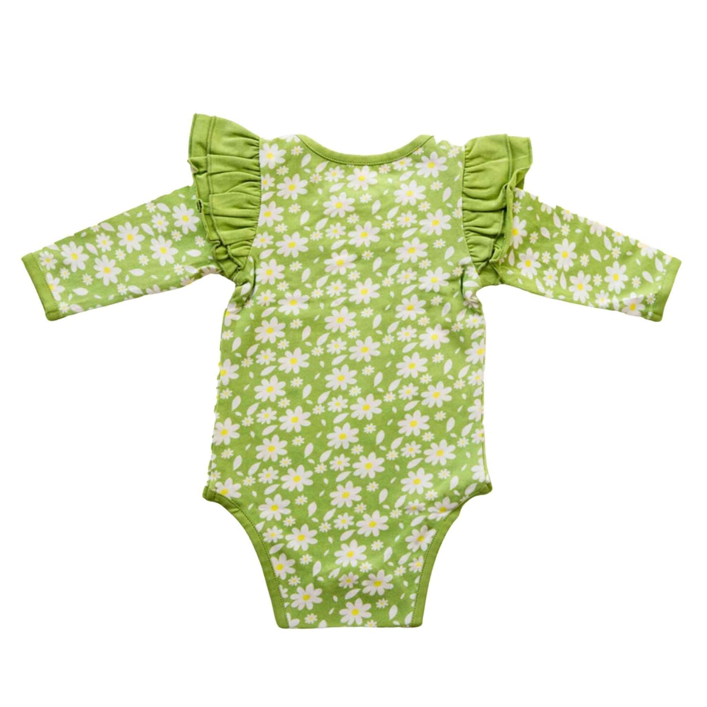 Ruffle Full Sleeve Bodysuit - Indian Flora White & Breezy Daisy