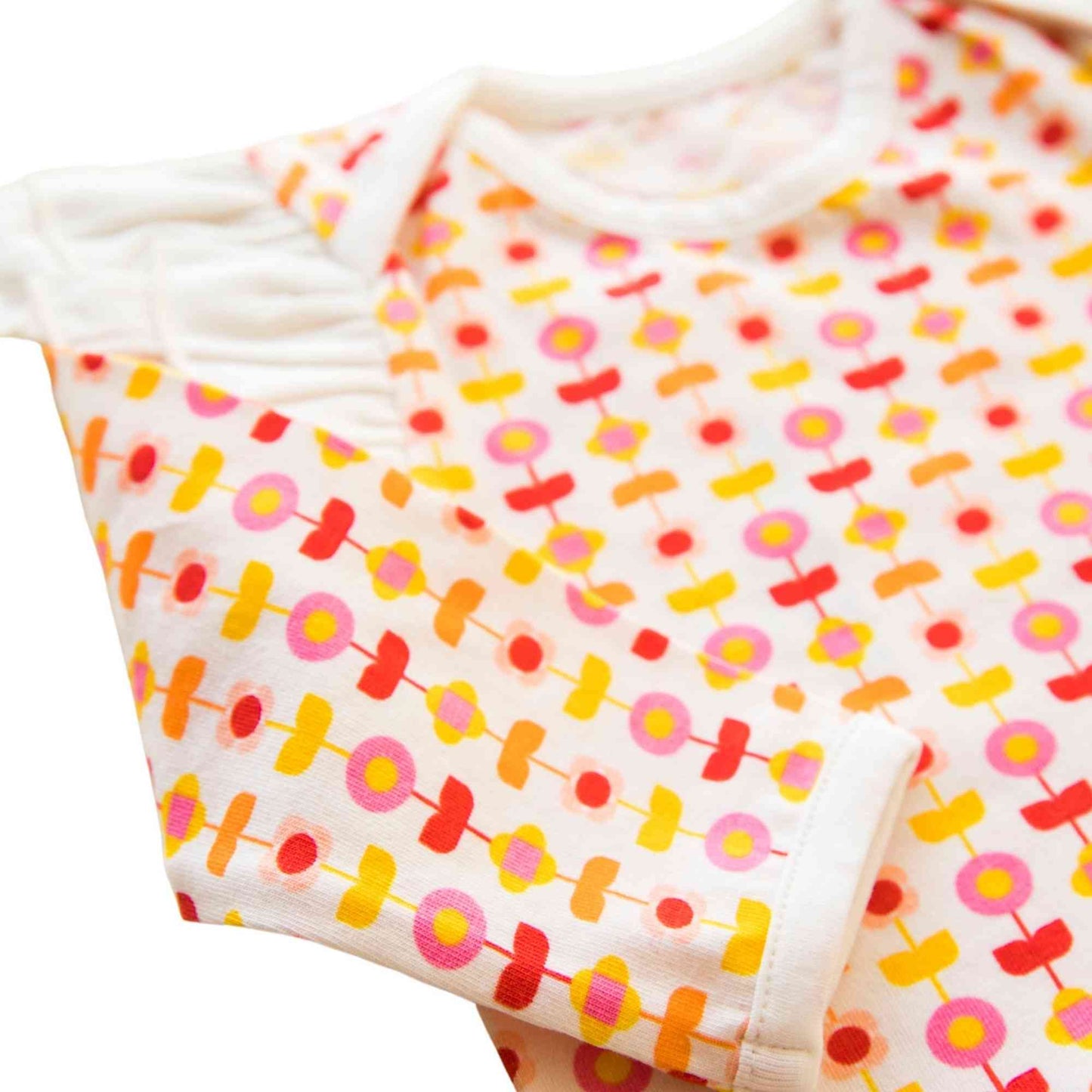 Ruffle Full Sleeve Bodysuit - Indian Flora White & Breezy Daisy