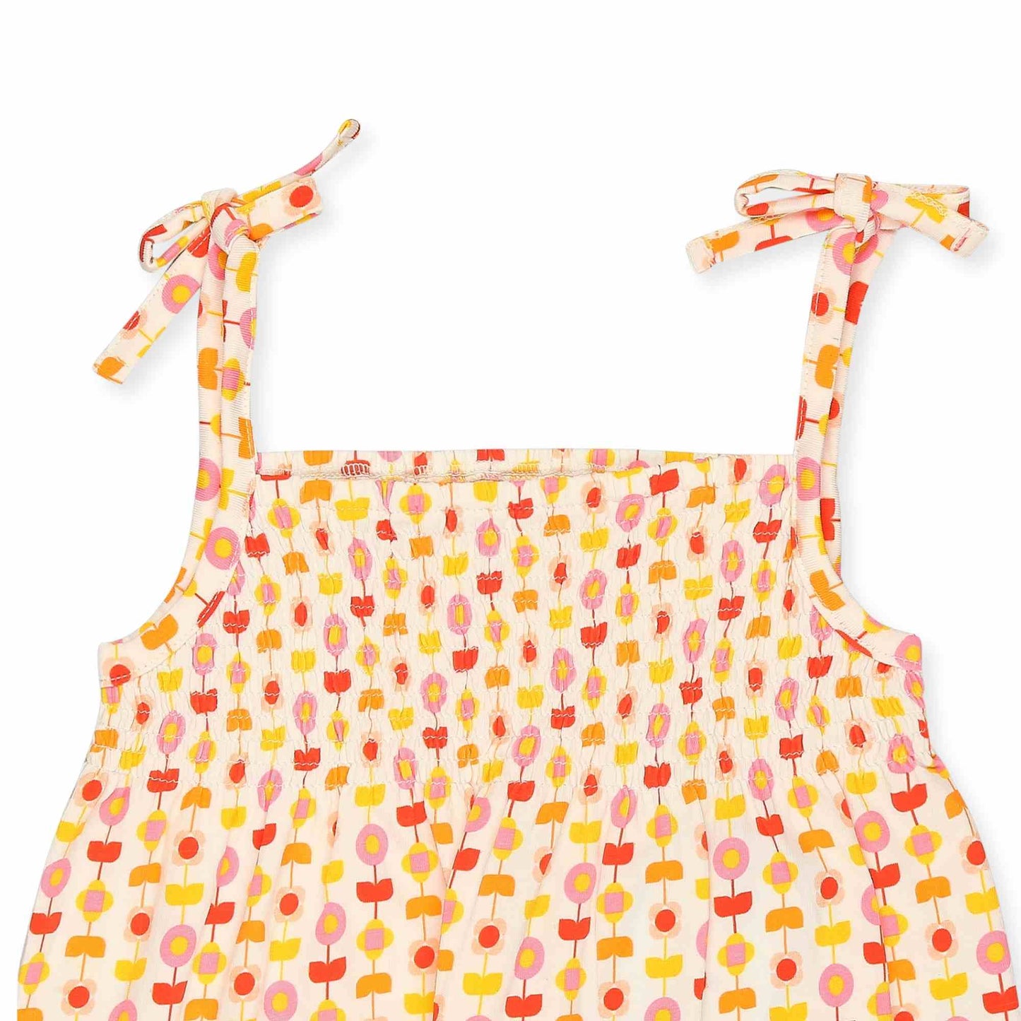 Smocked Jumpsuit - Indian Flora White