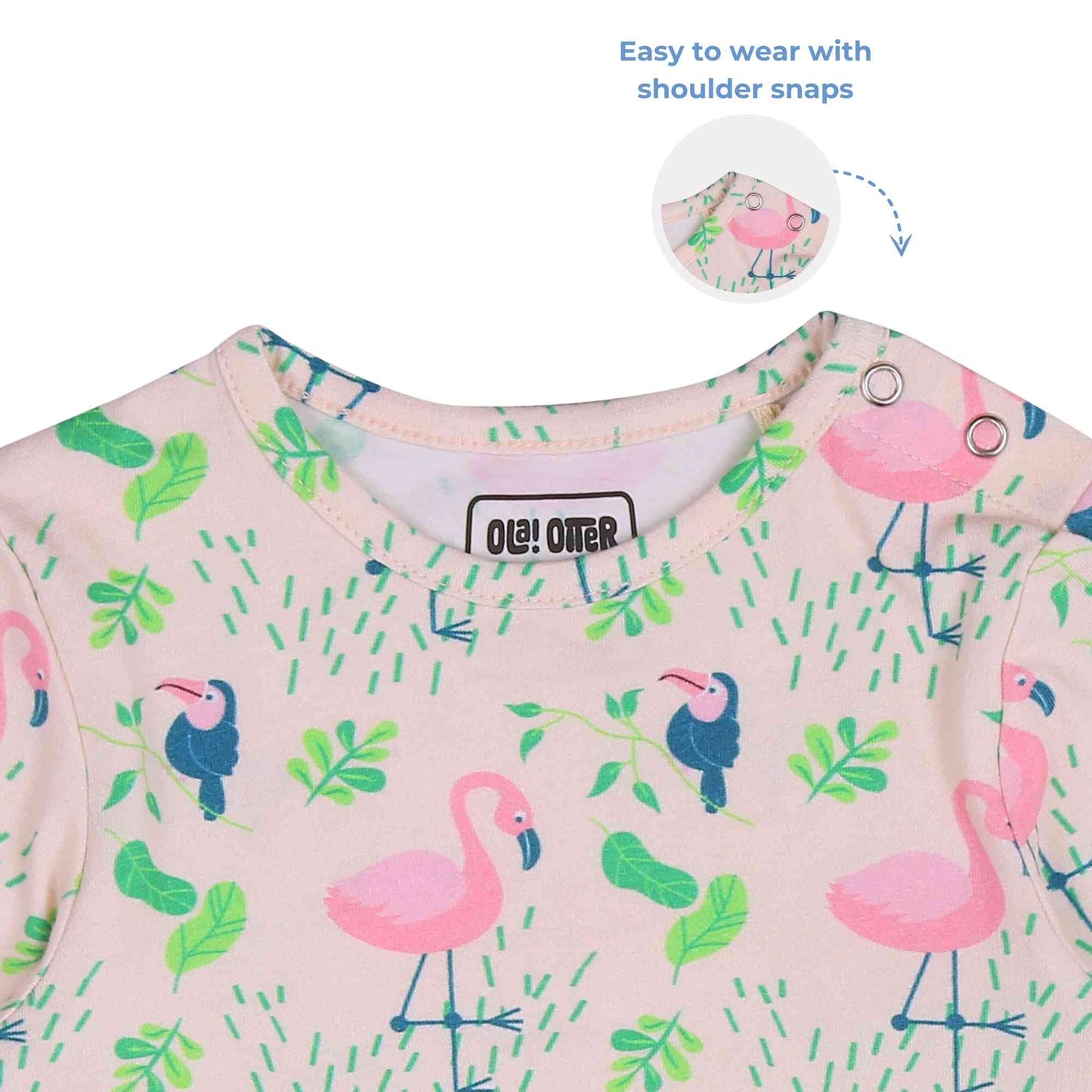 Romper with Footsie - Flamingo Forest