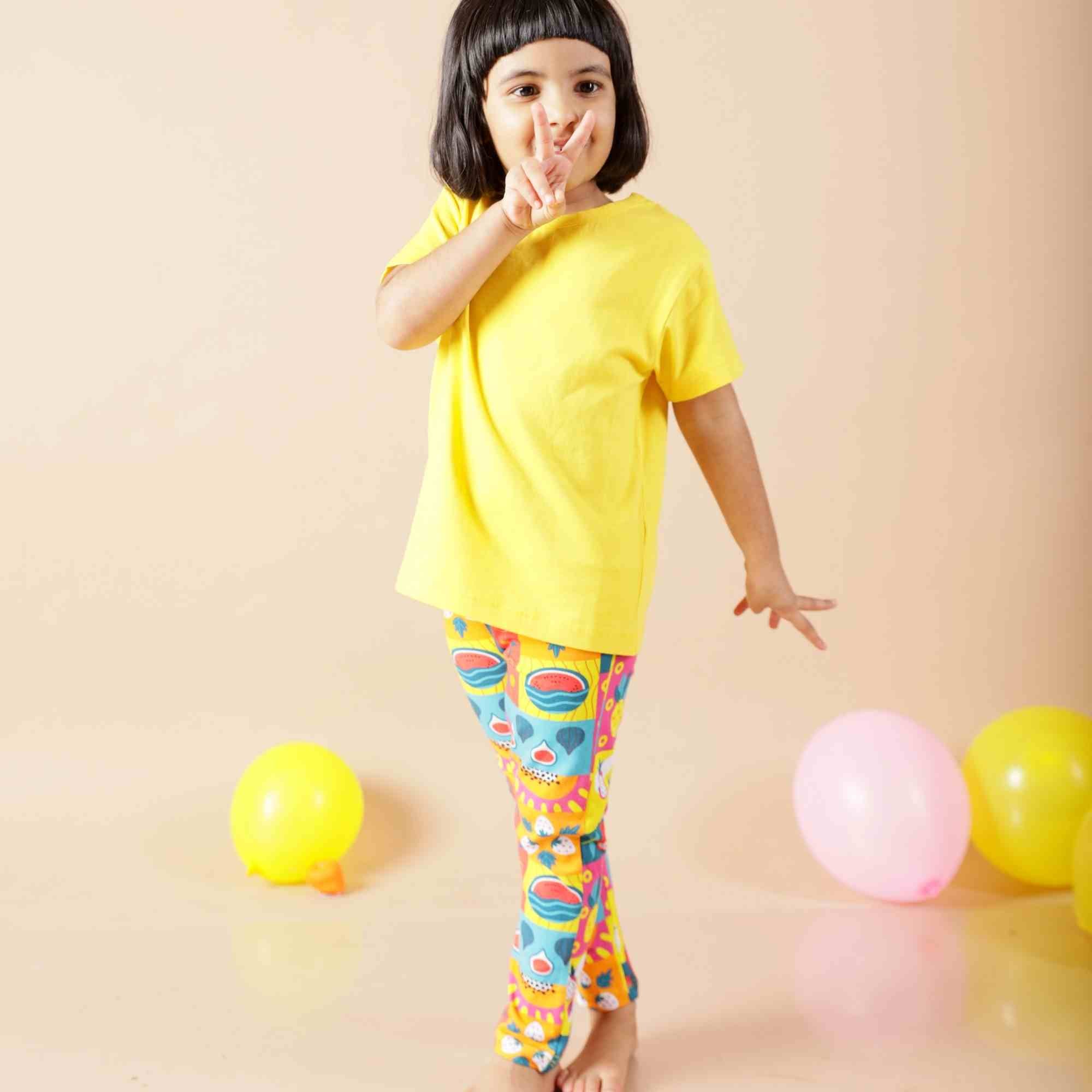 Kids yellow leggings best sale