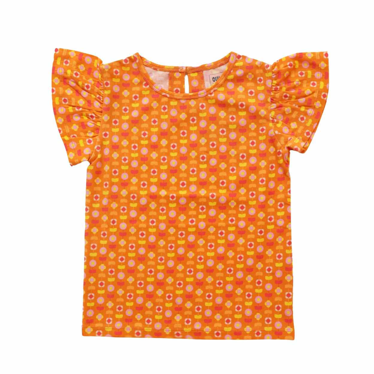 Flutter Sleeve Top - Indian Flora Orange