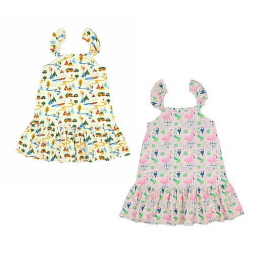 2 Pack Strap Dress- Camping & Flamingo