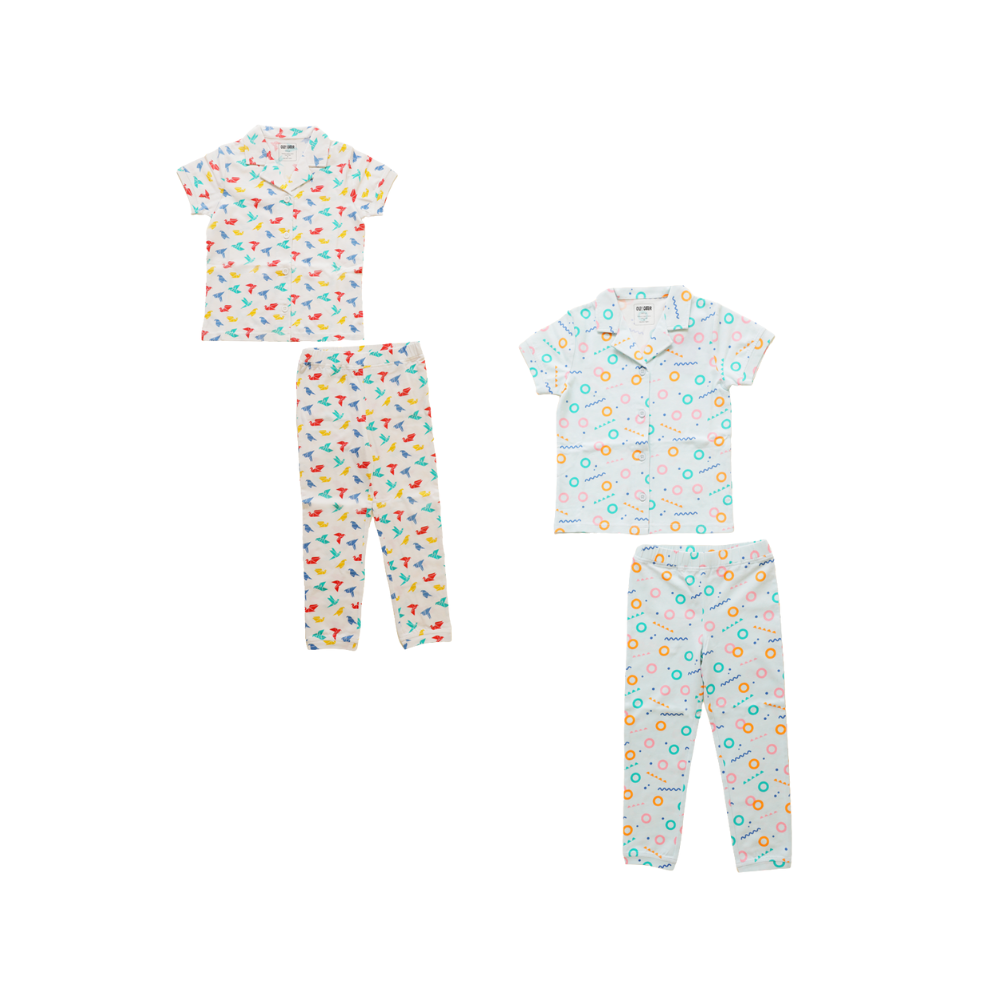 2 Pack Half Sleeve Nightsuit - Free Float & Gummy Birds
