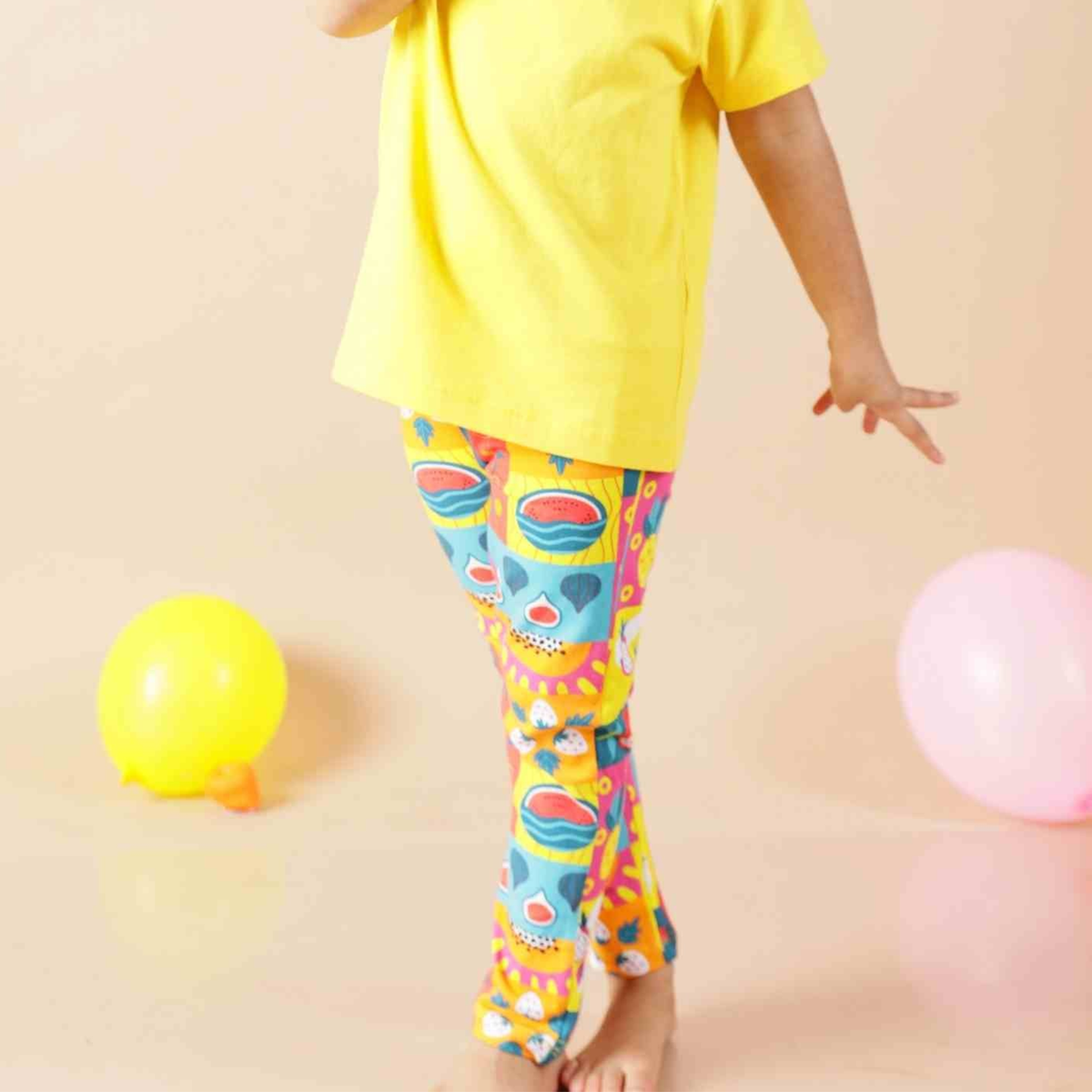Ola! Otter Organic Cotton Girl Leggings - Mixed Fruit | Girl Bottoms | soft & comfortable | Printed & Solid Leggings