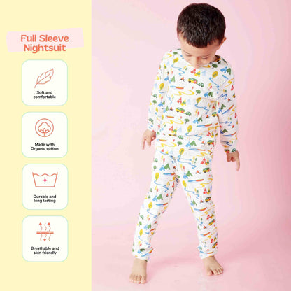 Ola! Otter Organic Cotton Full Sleeve Nightsuit for Kids | Soft & Breathable Toddler Sleepwear | Soft Pajama Set | Unisex Pajama