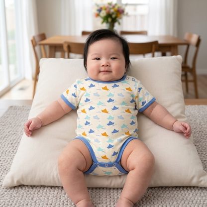 Ola! Otter Organic Cotton Half Sleeve Bodysuit for Babies | Baby Onesie | Baby Romper Sustainable Infant & Newborn Wear | Soft & Comfortable |
