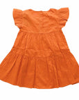 Flutter Sleeve Embroidered Dress - Orange