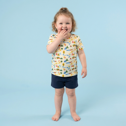 Ola! Otter Organic Cotton Oversized T-Shirt for Kids - Dandelion Yellow | Unisex Sustainable Tee | Soft & Breathable Baby & Toddler Wear |