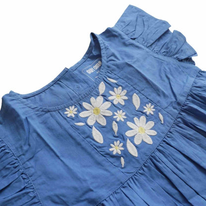 2 Pack Flutter Sleeve Embroidered Dress - Navy Blue & Orange