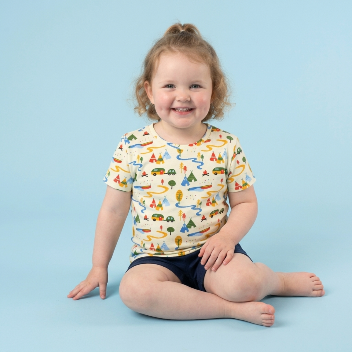 Ola! Otter Organic Cotton Oversized T-Shirt for Kids - Dandelion Yellow | Unisex Sustainable Tee | Soft & Breathable Baby & Toddler Wear |