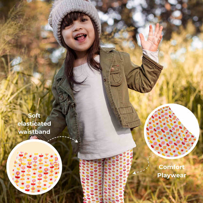 Girl Leggings - Indian Flora White