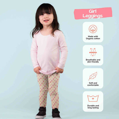 Girl Leggings - Indian Flora White