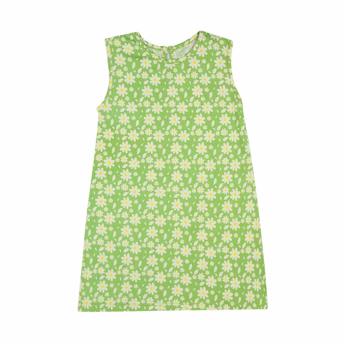 Ola! Otter 2 pack organic cotton A-line dresses for girls in Breezy Daisy and Fuzzy Fishes prints - view 3