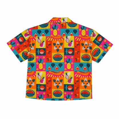 Ola! Otter Organic Cotton Relaxed Fit Shirt for Kids| Shirt for Boys & Girls | Sustainable Baby & Toddler Wear | Soft & Comfortable | Mixed Fruit & Tiger Foliage Print | Multicolored & Blue | 18 Months–6 Years