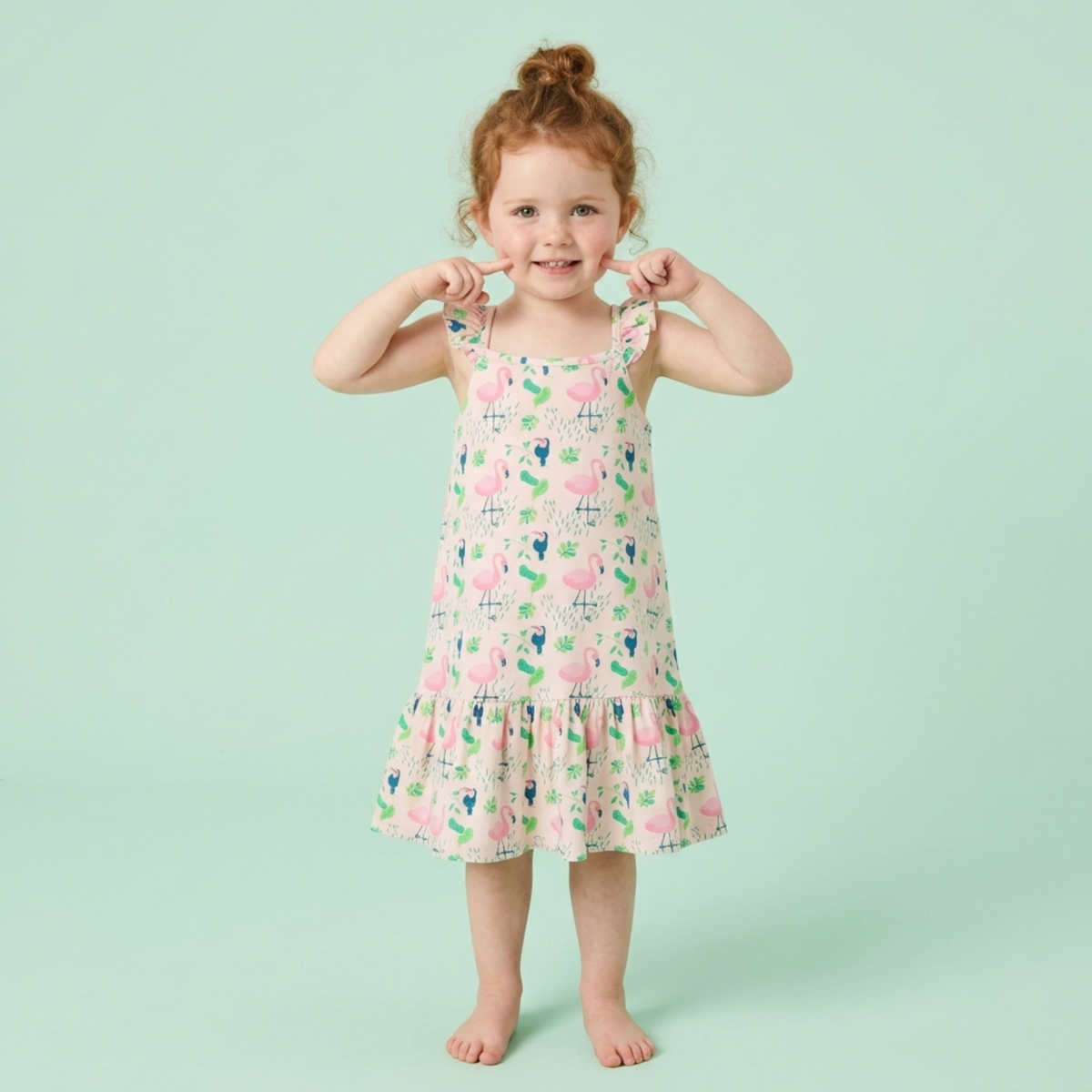 Ola! Otter Organic Cotton Strap Dress for Girls - Happy Camping | Everyday Dresses for Girls | Sustainable Baby & Toddler Girls Wear | 18 Months–6 Years