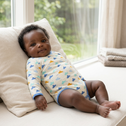 Ola! Otter Organic Cotton Full Sleeve Bodysuit for Babies | Baby Onesie | Baby Romper Sustainable Infant & Newborn Wear | Soft & Comfortable |