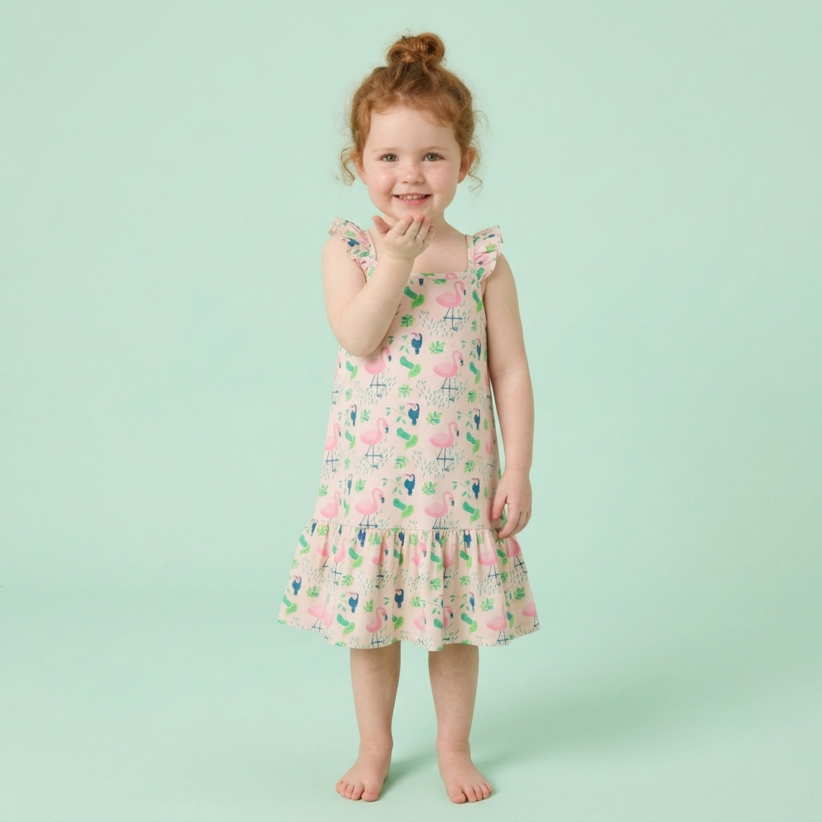 Ola! Otter Organic Cotton Strap Dress for Girls - Happy Camping | Everyday Dresses for Girls | Sustainable Baby & Toddler Girls Wear | 18 Months–6 Years