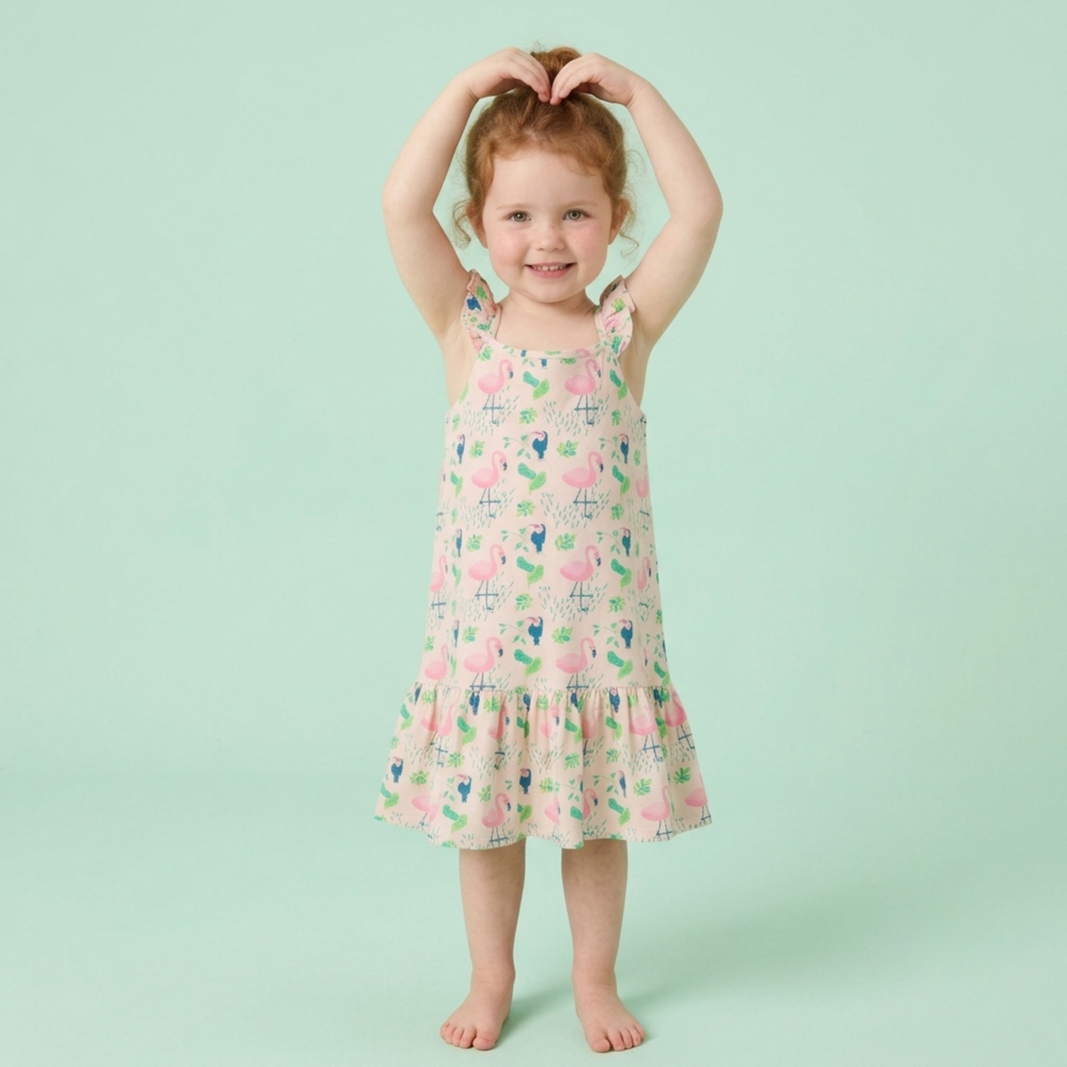 Ola! Otter Organic Cotton Strap Dress for Girls - Happy Camping | Everyday Dresses for Girls | Sustainable Baby & Toddler Girls Wear | 18 Months–6 Years