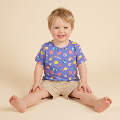 Ola! Otter Organic Cotton Oversized T-Shirt for Kids - Dandelion Yellow | Unisex Sustainable Tee | Soft & Breathable Baby & Toddler Wear |