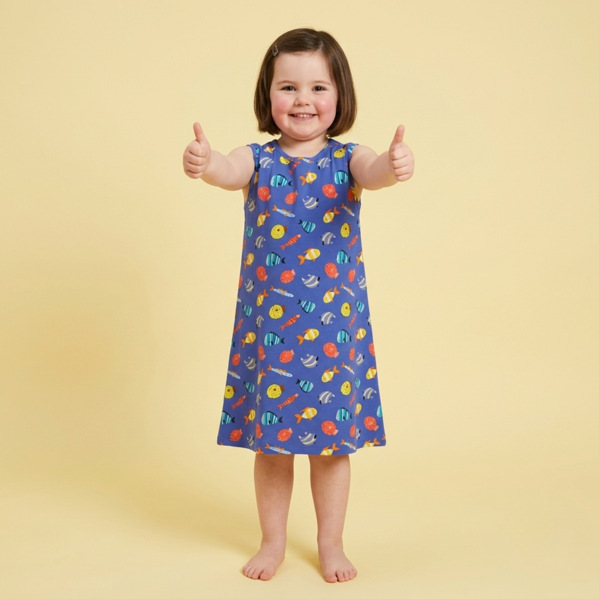 Ola! Otter Organic Cotton A-Line Dress for Girls - Mixed Fruit | Dresses for Girls | Sustainable Baby & Toddler Girl Clothing | 18 Months–6 Years