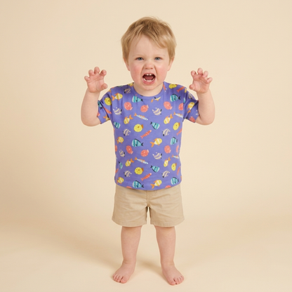 Ola! Otter Organic Cotton Oversized T-Shirt for Kids - Dandelion Yellow | Unisex Sustainable Tee | Soft & Breathable Baby & Toddler Wear |