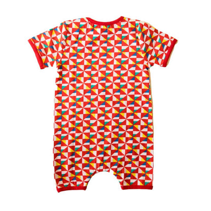 Ola! Otter organic cotton half sleeve baby romper in Pinwheel Parade print - view 2