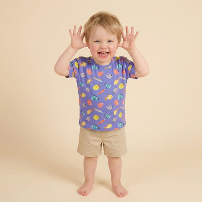 Ola! Otter Organic Cotton Oversized T-Shirt for Kids - Dandelion Yellow | Unisex Sustainable Tee | Soft & Breathable Baby & Toddler Wear |