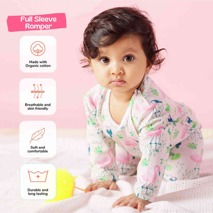 Full Sleeved Romper - Flamingo Forest