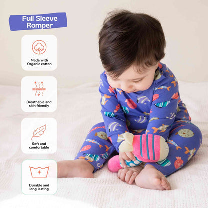 Full Sleeved Romper - Fuzzy Fishes