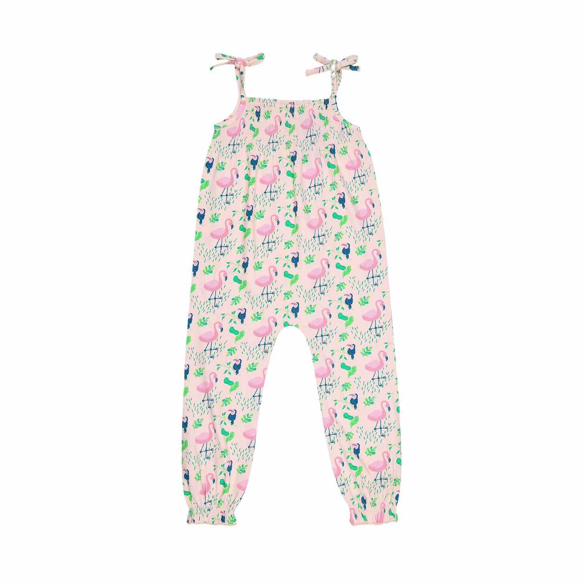Ola! Otter organic cotton smocked jumpsuit for girls - view 3