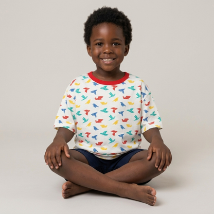Ola! Otter Organic Cotton Oversized T-Shirt for Kids - Dandelion Yellow | Unisex Sustainable Tee | Soft & Breathable Baby & Toddler Wear |