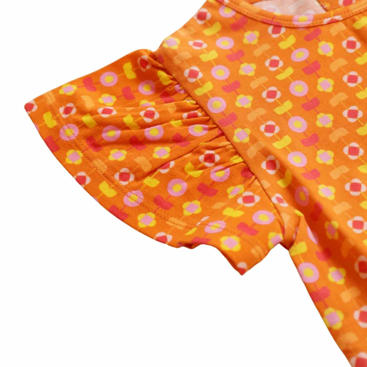 Flutter Sleeve Top - Indian Flora Orange