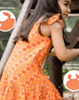 Strap Dress - Indian Flora Orange