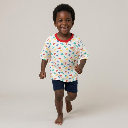 Ola! Otter Organic Cotton Oversized T-Shirt for Kids - Dandelion Yellow | Unisex Sustainable Tee | Soft & Breathable Baby & Toddler Wear |