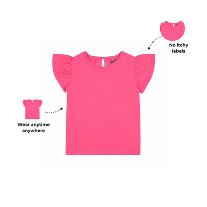 Ola! OtterOrganic Cotton Flutter Sleeve Top for Girls | Sustainable Baby & Toddler Clothing | Soft & Comfortable |12 Months–6 Years