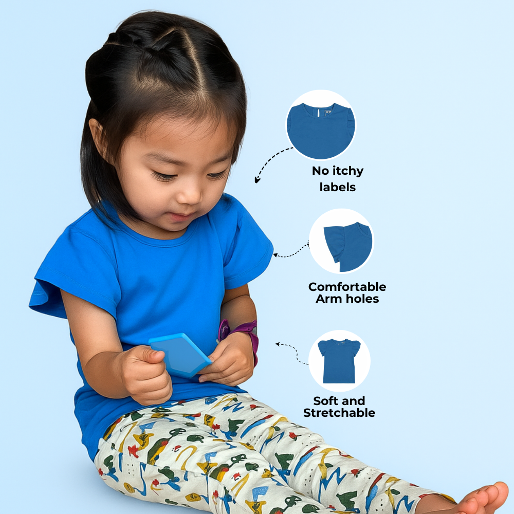 Flutter Sleeve Top - Deep Water Blue