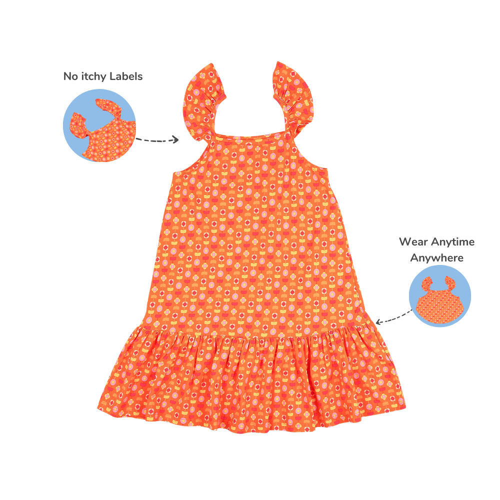 Strap Dress - Indian Flora Orange