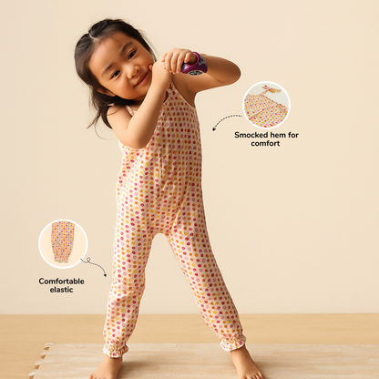 Ola! Otter Organic Cotton Smocked Jumpsuit for Girls | Everyday wear Girl Outfit | Sustainable Baby & Toddler Girl Outfit | 18 Months–6 Years