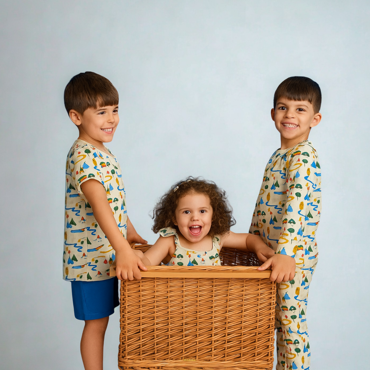 Baby crawling in Ola! Otter organic cotton leggings