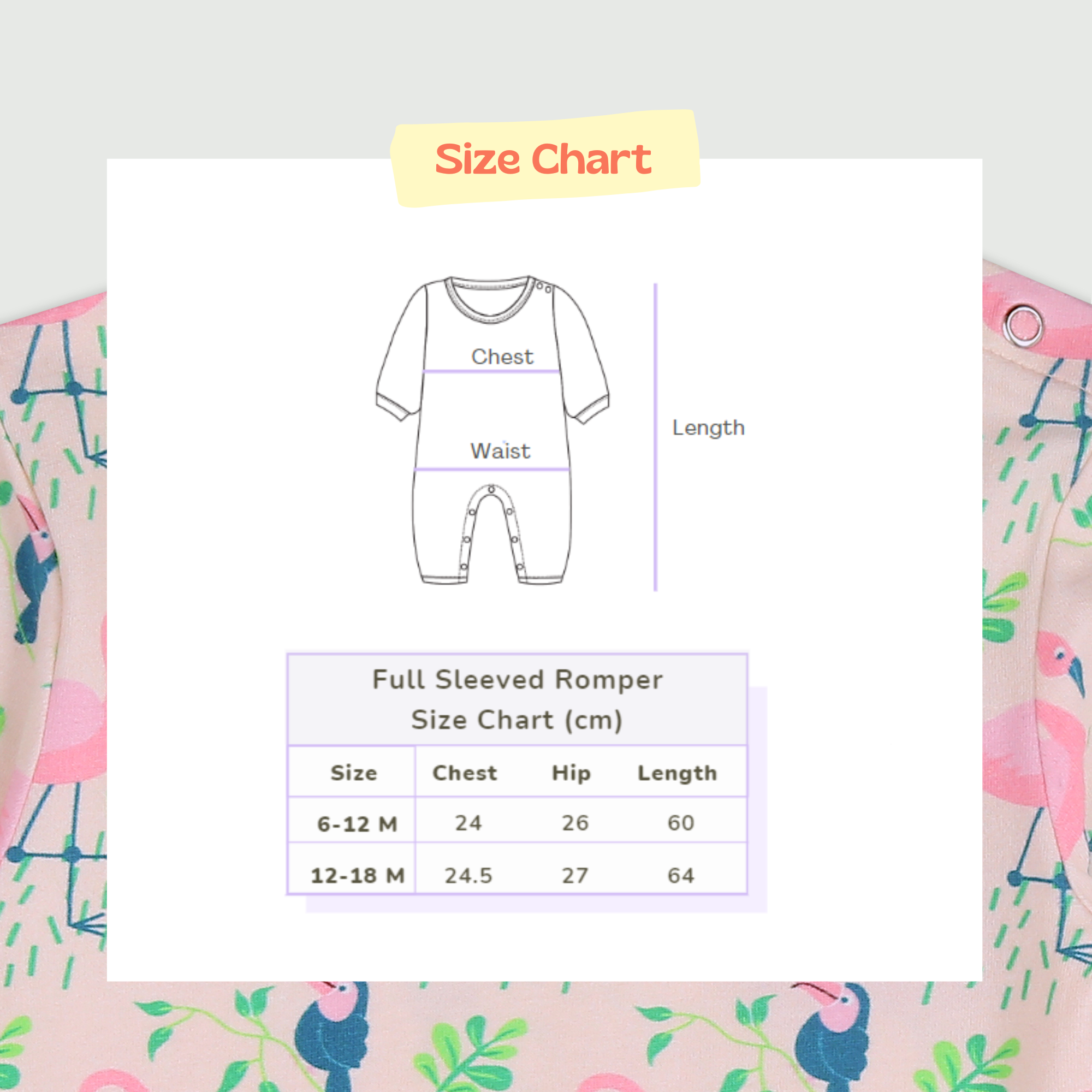 Full Sleeved Romper - Flamingo Forest