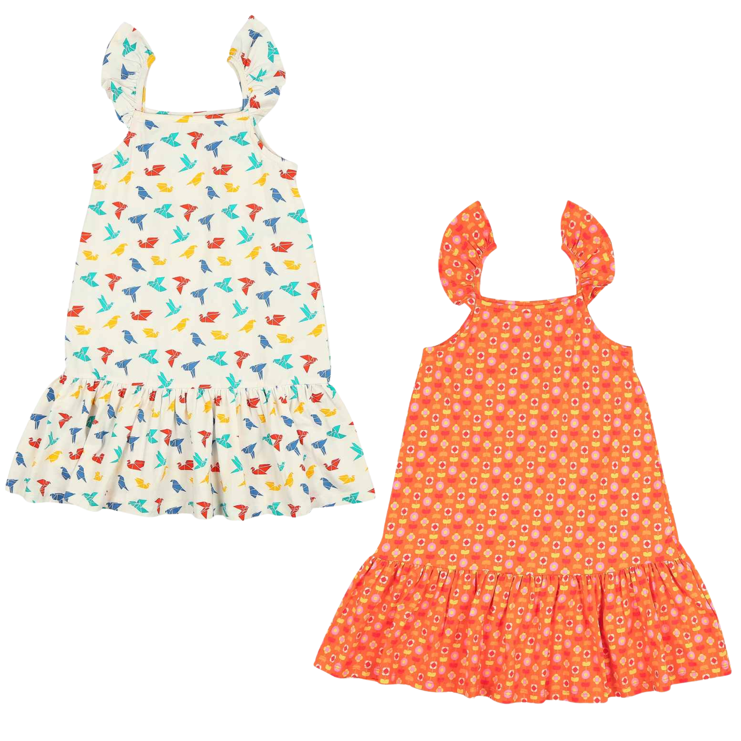 2 Pack Strap Dress- Gummy Birds & Indian Flora Orange
