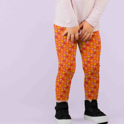 Girl Leggings - Indian Flora Orange